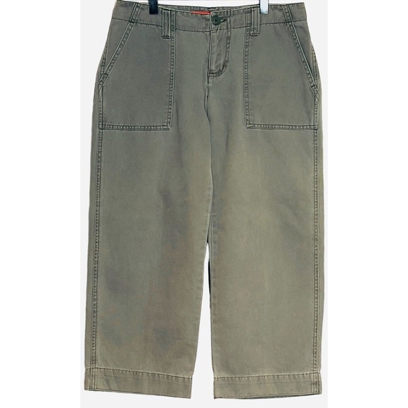 MOSSissue Capri‎ Cargo Capri  Wide Leg Cotton Khaki  & Army Green Lot of 2  SZ 5 - Picture 10 of 16